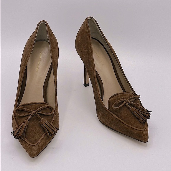 Ann Taylor Suede Heels Size 5 Brown Tassels - Picture 1 of 11